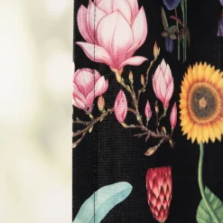 Vorhang Baumwolle Blumen Palmenblätter schwarz bunt mit Smok-Schlaufenband 245x130cm (HxB) oder Wunschmaß von SCHÖNER LEBEN.