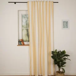 Vorhang Baumwolle Streifen Vanille Ecru mit Smok-Schlaufenband 245x130cm (HxB) oder Wunschmaß von SCHÖNER LEBEN.