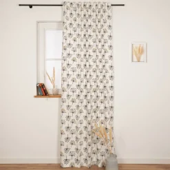 Vorhang Blumen abstrakt weiß mit Smok-Schlaufenband 245x130cm (HxB) oder Wunschmaß von SCHÖNER LEBEN.