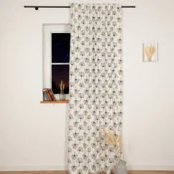 Vorhang Blumen abstrakt weiß mit Smok-Schlaufenband 245x130cm (HxB) oder Wunschmaß von SCHÖNER LEBEN.