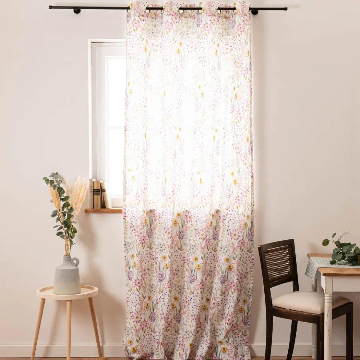 Vorhang Daffodil Spring Flower aus Baumwolle weiß bunt in 245cm oder Wunschlänge von SCHÖNER LEBEN.
