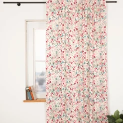 Vorhang Digitaldruck Aquarell Blüten weiß rosa blau mit Smok-Schlaufenband 245x130cm (HxB) oder Wunschmaß von SCHÖNER LEBEN.