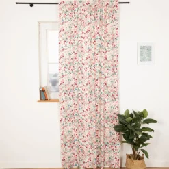 Vorhang Digitaldruck Aquarell Blüten weiß rosa blau mit Smok-Schlaufenband 245x130cm (HxB) oder Wunschmaß von SCHÖNER LEBEN.