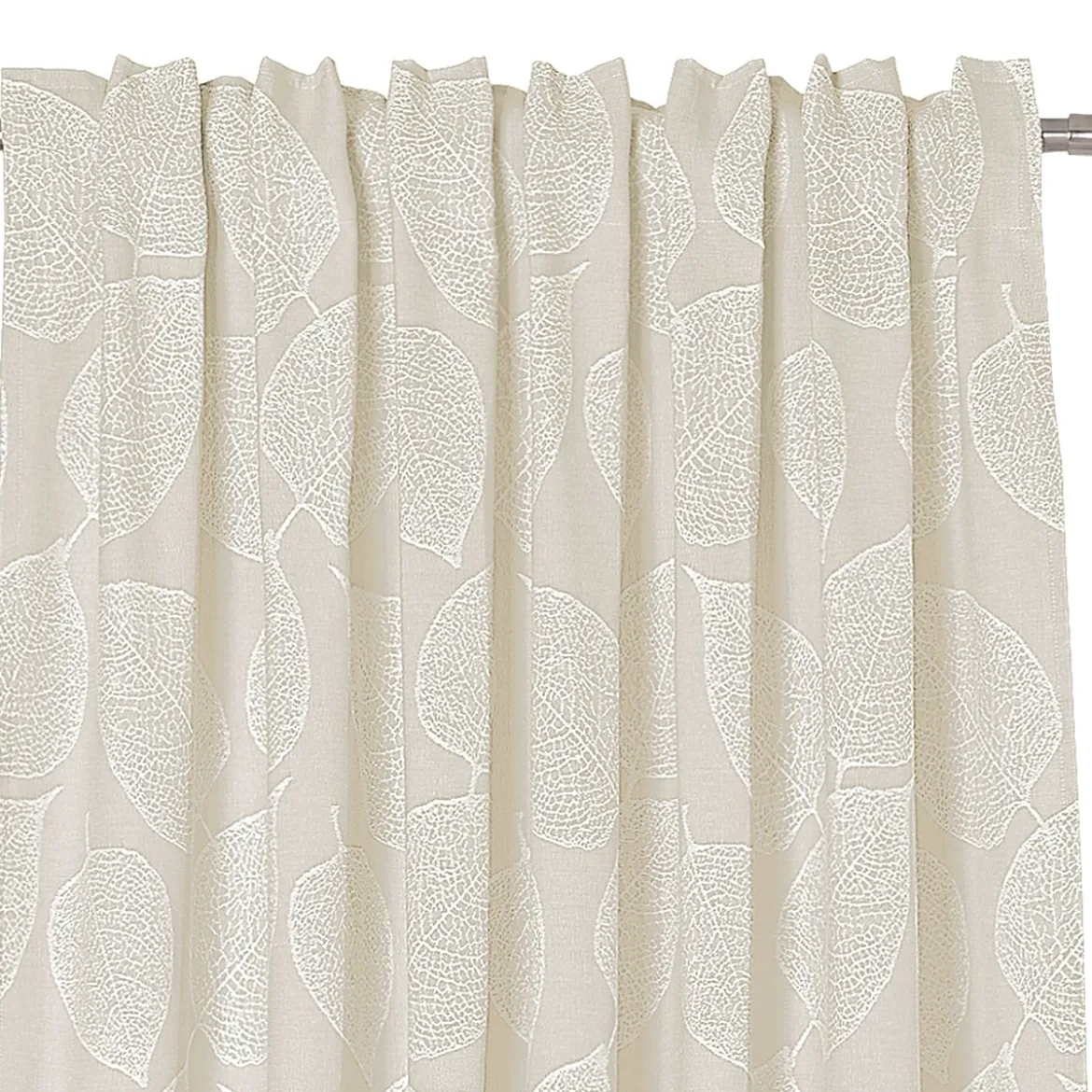 Vorhang Fertiggardine Jacquard mit Schlaufenband Blätter Beige 142x245cm
