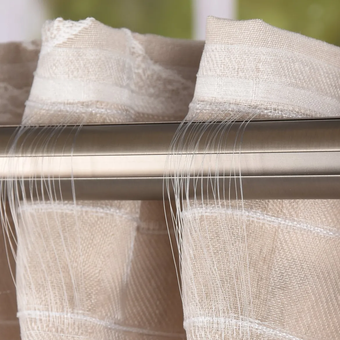 Vorhang Fertiggardine Jacquard mit Schlaufenband Blätter Beige 142x245cm