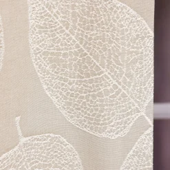 Vorhang Fertiggardine Jacquard mit Schlaufenband Blätter Beige 142x245cm