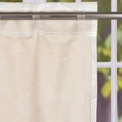Vorhang Fertiggardine Jacquard mit Schlaufenband Blätter Beige 142x245cm