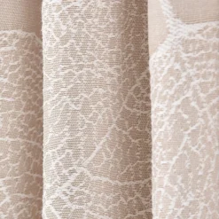 Vorhang Fertiggardine Jacquard mit Schlaufenband Blätter Beige 142x245cm