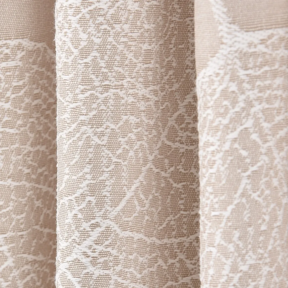 Vorhang Fertiggardine Jacquard mit Schlaufenband Blätter Beige 142x245cm