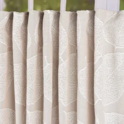 Vorhang Fertiggardine Jacquard mit Schlaufenband Blätter Beige 142x245cm