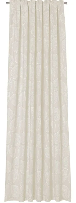 Vorhang Fertiggardine Jacquard mit Schlaufenband Blätter Beige 142x245cm