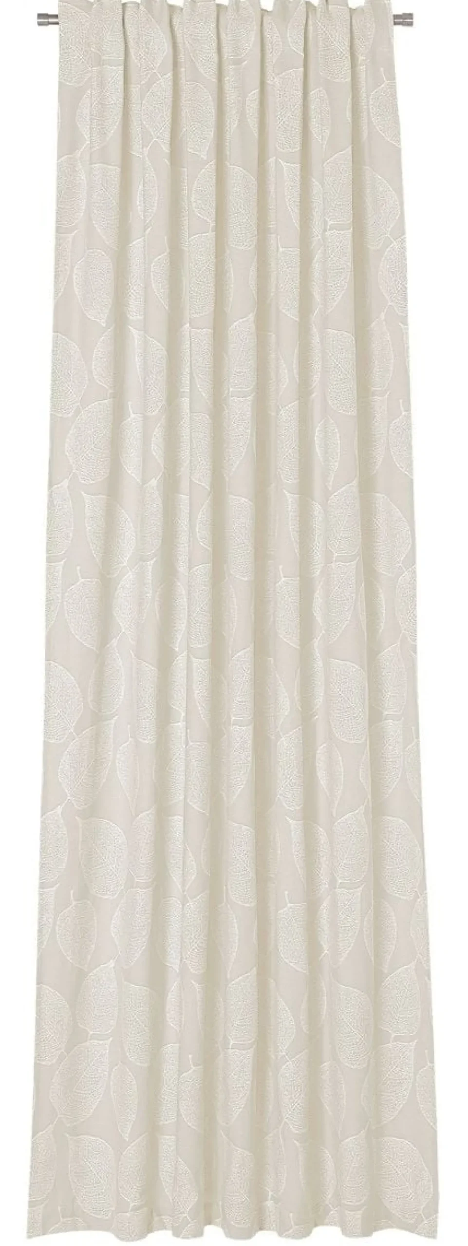Vorhang Fertiggardine Jacquard mit Schlaufenband Blätter Beige 142x245cm