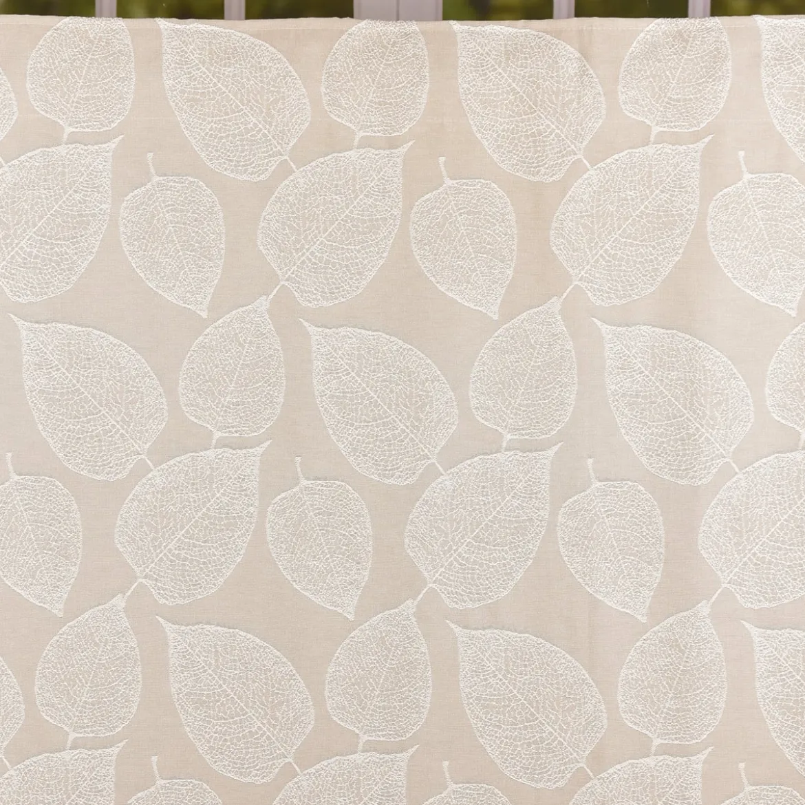 Vorhang Fertiggardine Jacquard mit Schlaufenband Blätter Beige 142x245cm