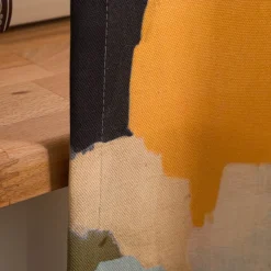 Vorhang Glaucia Farbflecken in Gelb, Grün, Schwarz mit Smok-Schlaufenband 245x130cm (HxB) oder Wunschmaß von SCHÖNER LEBEN.