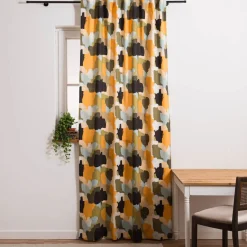 Vorhang Glaucia Farbflecken in Gelb, Grün, Schwarz mit Smok-Schlaufenband 245x130cm (HxB) oder Wunschmaß von SCHÖNER LEBEN.
