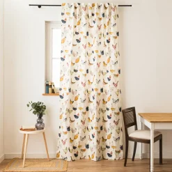 Vorhang Harriet Vintage Hühner wollweiß bunt in 245cm oder Wunschlänge von SCHÖNER LEBEN.