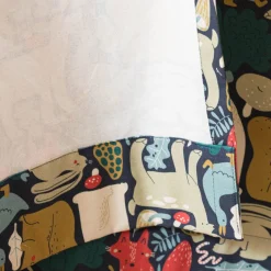 Vorhang Kinderzimmer mit Smok-Schlaufenband Waldtiere Scandi blau rot beige in 245cm oder Wunschlänge von SCHÖNER LEBEN.