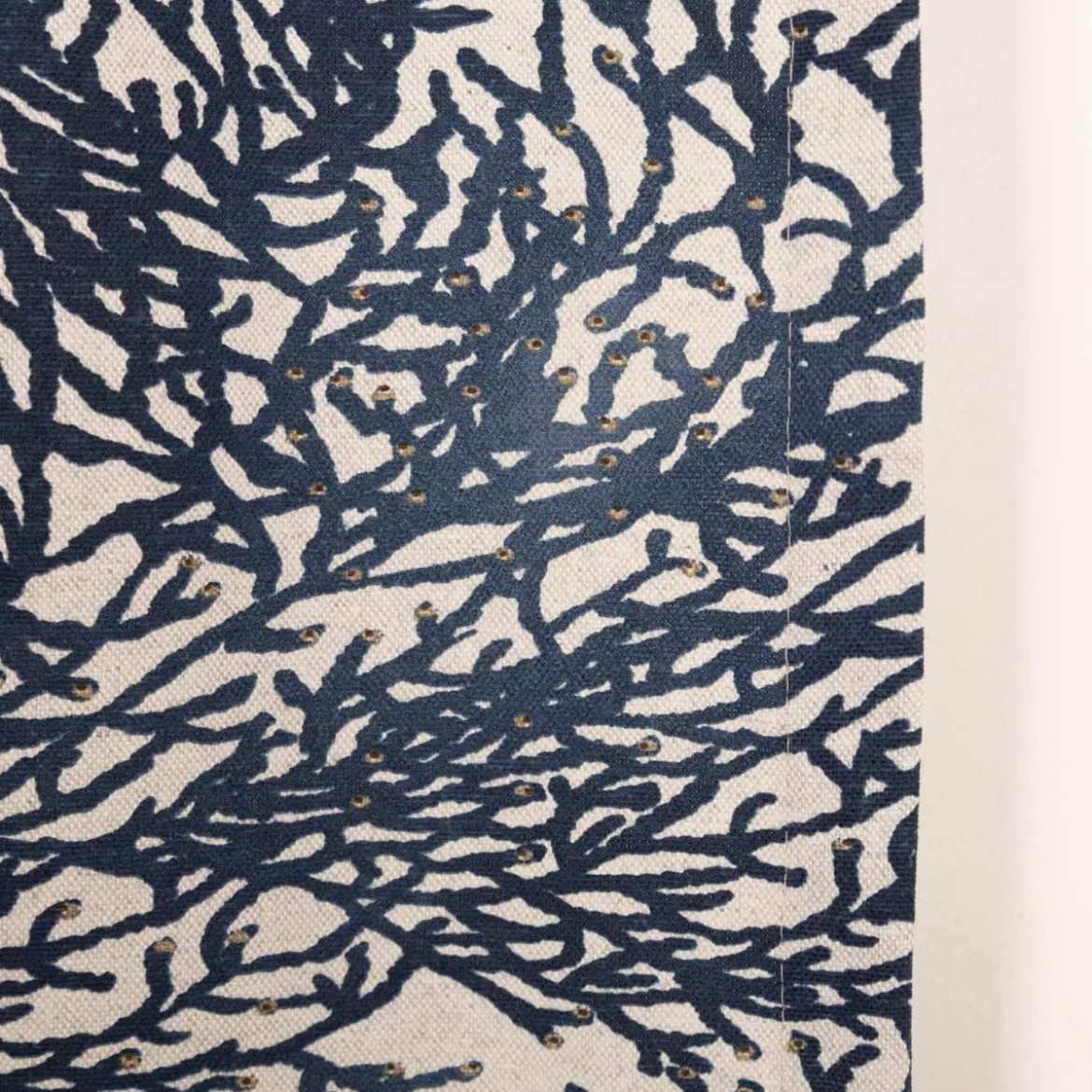 Vorhang Korallen natur blau mit Smok-Schlaufenband 245x130cm (HxB) oder Wunschmaß von SCHÖNER LEBEN.