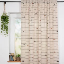 Vorhang Leinenlook Fahrzeuge Streifen natur bunt mit Smok-Schlaufenband 245x130cm (HxB) oder Wunschmaß von SCHÖNER LEBEN.
