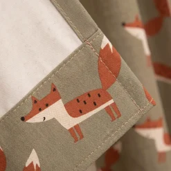 Vorhang Leinenlook Füchse grün braun mit Smok-Schlaufenband 245x130cm (HxB) oder Wunschmaß von SCHÖNER LEBEN.