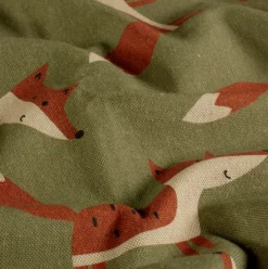 Vorhang Leinenlook Füchse grün braun mit Smok-Schlaufenband 245x130cm (HxB) oder Wunschmaß von SCHÖNER LEBEN.