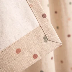 Vorhang Leinenlook Punkte natur rosa grün mit Smok-Schlaufenband 245x130cm (HxB) oder Wunschmaß von SCHÖNER LEBEN.