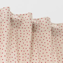 Vorhang Little Love Heart Herzchen Leinenlook natur rot in 245cm oder Wunschlänge von SCHÖNER LEBEN.