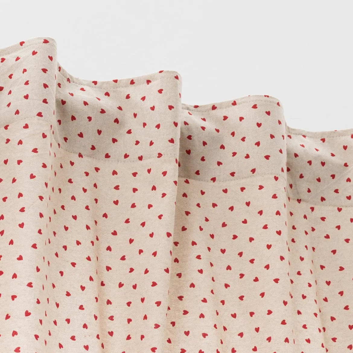 Vorhang Little Love Heart Herzchen Leinenlook natur rot in 245cm oder Wunschlänge von SCHÖNER LEBEN.