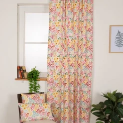Vorhang Mini Blumen in weiß bunt mit Smok-Schlaufenband 245x130cm (HxB) oder Wunschmaß von SCHÖNER LEBEN.