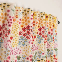 Vorhang Mini Blumen in weiß bunt mit Smok-Schlaufenband 245x130cm (HxB) oder Wunschmaß von SCHÖNER LEBEN.