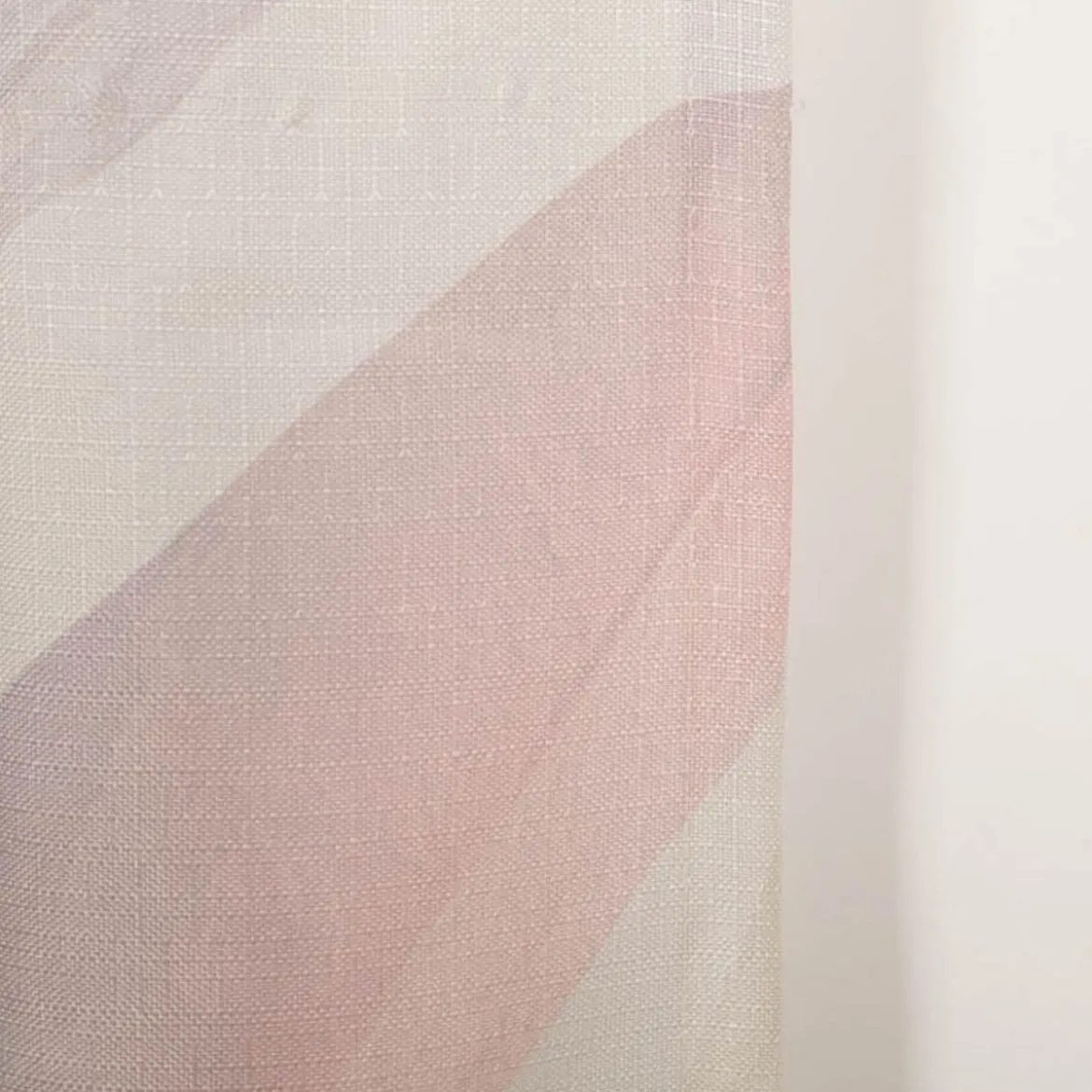 Vorhang mit Schlaufenband Leinenoptik Blätter ecru grün flieder 140x245cm