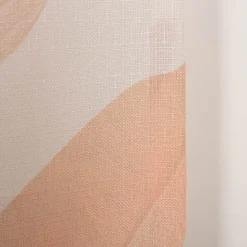 Vorhang mit Schlaufenband Leinenoptik Blätter ecru blau rot 140x245cm