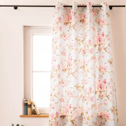 Vorhang mit Ösen Classic Painted Rose Rosen hellblau rosa in 245cm oder Wunschlänge von SCHÖNER LEBEN.