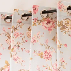 Vorhang mit Ösen Classic Painted Rose Rosen hellblau rosa in 245cm oder Wunschlänge von SCHÖNER LEBEN.