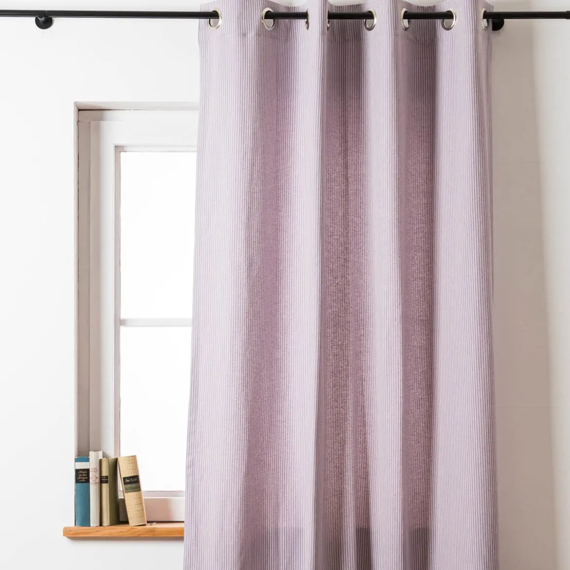 Vorhang mit Ösen Dobby Streifen lila beige in 245cm oder Wunschlänge von SCHÖNER LEBEN.