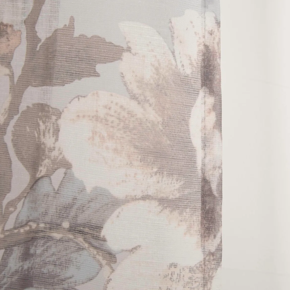 Vorhang mit Ösen halbtransparent Leinenstruktur Blumen grau 135x245cm