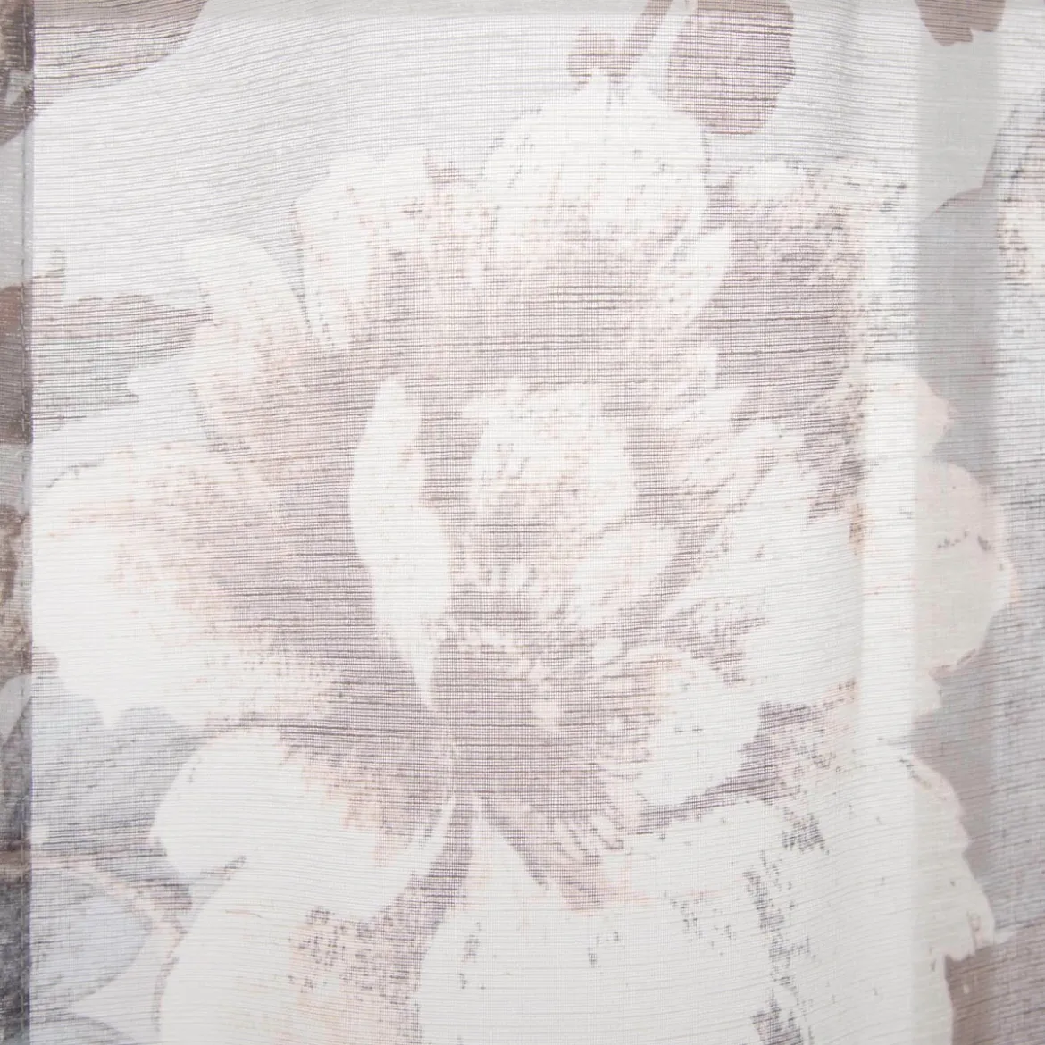 Vorhang mit Ösen halbtransparent Leinenstruktur Blumen grau 135x245cm
