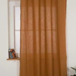 Vorhang mit Ösen Helios Baumwolle mit blickdichter Leinenstruktur camel 140x260cm