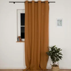 Vorhang mit Ösen Helios Baumwolle mit blickdichter Leinenstruktur camel 140x260cm