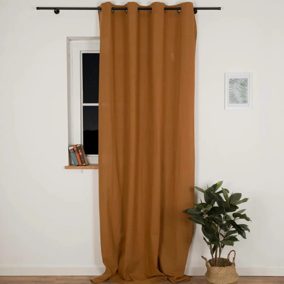 Vorhang mit Ösen Helios Baumwolle mit blickdichter Leinenstruktur camel 140x260cm