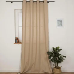 Vorhang mit Ösen Helios Baumwolle mit blickdichter Leinenstruktur natur 140x260cm