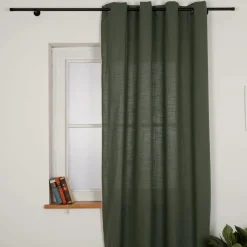 Vorhang mit Ösen Helios Baumwolle mit blickdichter Leinenstruktur grün 140x260cm