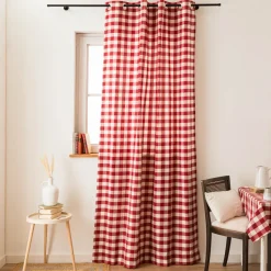 Vorhang mit Ösen Karos rot weiß in 245cm oder Wunschlänge von SCHÖNER LEBEN.