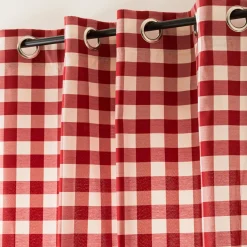 Vorhang mit Ösen Karos rot weiß in 245cm oder Wunschlänge von SCHÖNER LEBEN.