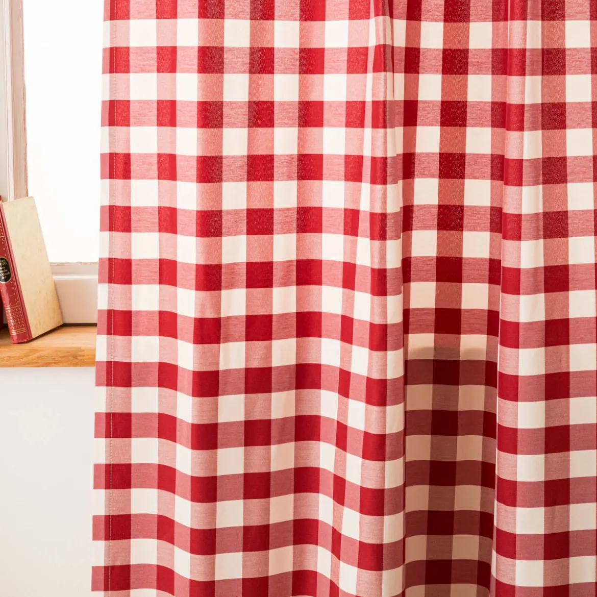 Vorhang mit Ösen Karos rot weiß in 245cm oder Wunschlänge von SCHÖNER LEBEN.