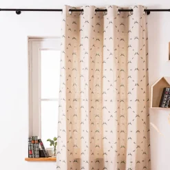 Vorhang mit Ösen Leinenlook Hirsch Edelweiß natur grün in 245cm oder Wunschlänge von SCHÖNER LEBEN.