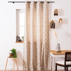 Vorhang mit Ösen Leinenlook Hirsch Edelweiß natur grün in 245cm oder Wunschlänge von SCHÖNER LEBEN.