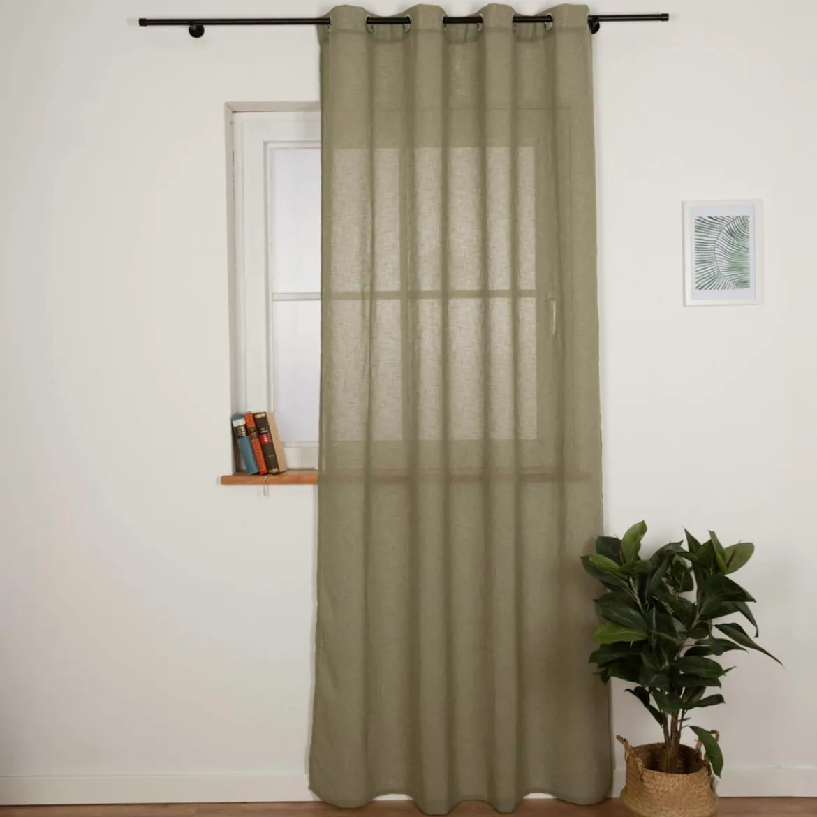 Vorhang mit Ösen Leinenoptik halbtransparent lindgrün 140x245cm