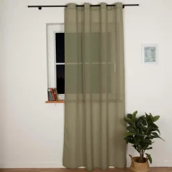Vorhang mit Ösen Leinenoptik halbtransparent lindgrün 140x245cm