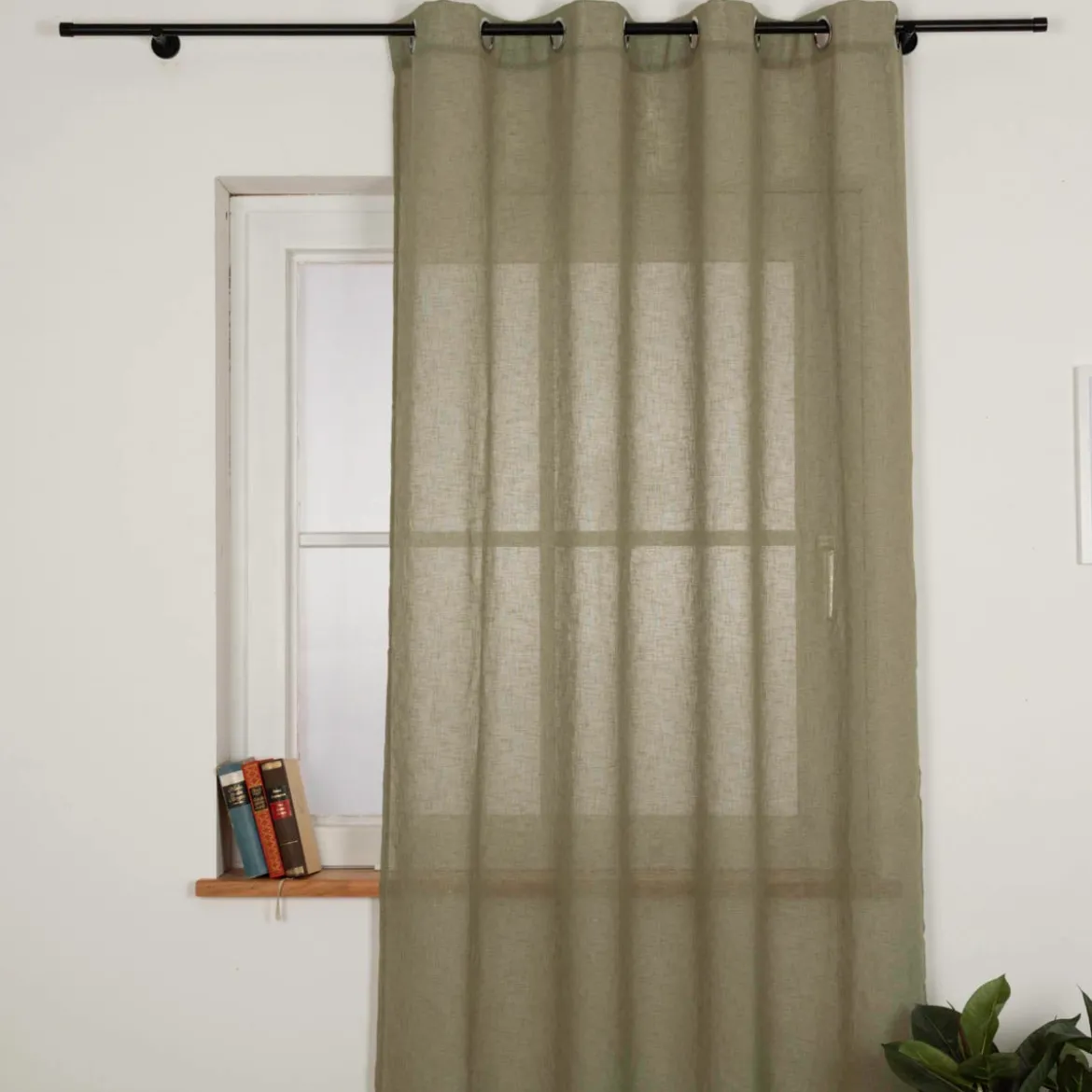 Vorhang mit Ösen Leinenoptik halbtransparent lindgrün 140x245cm